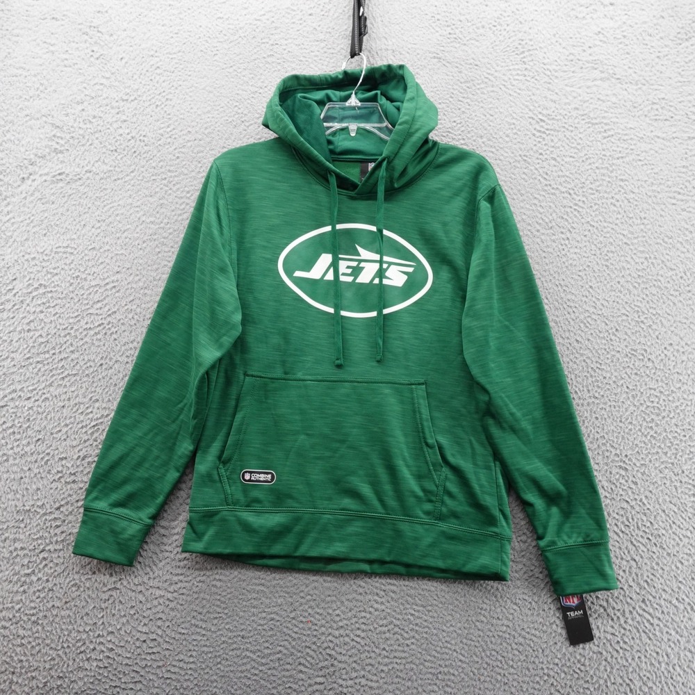 NFL Team Apparel New York Jets Mens Medium Green Space Dye Pullover Hoodie NEW